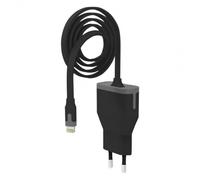 Muvit Cargador de Pared Apple Lightning MFI 2.4A 1m Negro