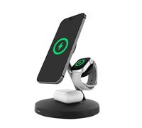 muvit for Change Cargador 3 en 1 Soporte magsafe+Soporte iWatch+Airpod Negro