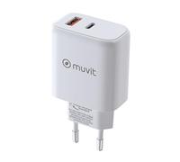 Muvit for change cargador de pared 1 usb 12w+1 tipo c pd 45w blanco
