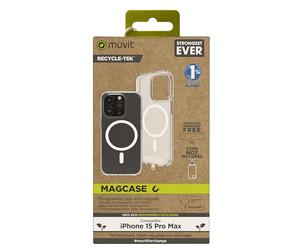 Muvit for Change Funda recycletek Magsafe Compatible con Apple iPhone 15 Pro Transparente