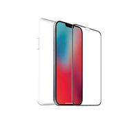 muvit for Change Pack Apple iPhone 12/12 Pro Funda Cristal Soft+Protector de Pantalla Vidrio Templado Plano Marco Negro