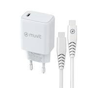 muvit for Change Pack Cargador de Pared Tipo C PD 25W + Cable Tipo C 3A 1m Blanco