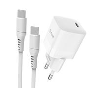 muvit for Change Pack Cargador de Pared Tipo C PD 30W + Cable Tipo C a Tipo C 3A 1,2m Blanco