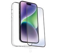 Funda muvit para iphone 15 + protector pantalla vidrio templado plano marco negro