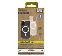 Muvit Funda recycletek for Change con Magsafe de Color Transparente y Compatible con Apple iPhone 15
