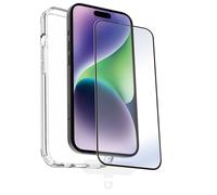Funda muvit shockproof 2m para apple iphone 15 transparente + protector pantalla cristal templado marco negro