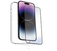 Muvit Funda Shockproof para iPhone 15 Pro Max + Protector Cristal Templado Marco Negro