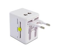 Muvit MUADP0010 - Adaptador de Viaje Universal con 2 USB 2.1A, Color Blanco