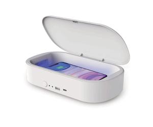 Muvit MUGOO0052 Esterilizador UV para Móviles con Cargador Inalámbrico Blanco