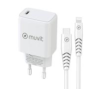 Muvit for Change Pack cargador USB-C PD 20W + cable USB-C a Lightning 2,4A 1 m Blanco