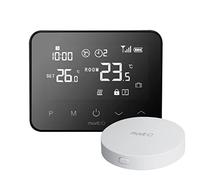 Muvit Termostato de 2 Hilos Wi-Fi Inteligente para Caldera y Calefacción, con Adaptador, Medidor Consumo, Control táctil, Detección Ventanas Abiertas, Control App y Voz, Alexa/Google/Siri