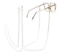 MUVONZI 2 Piezas Cadenas de Anteojos Metal Gafas Cadena, Pearl Gafas Cadena Cuello, colgante Gafas anticaídas Cuerda Gafas Accesorios para mujer y niña, Antideslizante Cadena Gafas (oro y plata)