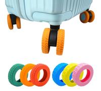 MUWINC Fundas para Ruedas de Equipaje de Silicone - 8 Piezas Silenciosa Protector Ruedas de Maletas, Ancho Lateral 10 mm, Antideslizantes (Naranja)