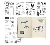 MUWINC Sello - Set de 78 Sellos Transparentes de Silicona - Diseños Viaje Vintage | Sellos Reutilizables para Scrapbooking, Tarjetas y Proyectos Creativos