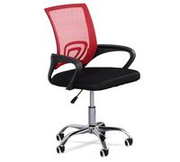 MUWO Director - Silla giratoria para oficina, ergonómica y ajustable, tejido de malla transpirable, patas de metal estables, comodidad óptima para largos trabajos y oficina en casa (rojo)