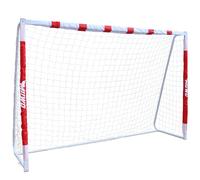 MUWO Portería de fútbol grande de acero resistente con revestimiento textil y red de 3 x 2 metros de altura fácil de montar gracias al sistema de montaje con instrucciones de imagen (idioma español no