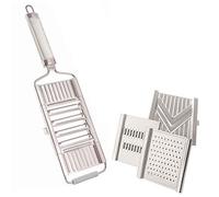 Muxels - Mandolina de cocina 4 en 1, taza de verduras multifunción con 3 insertos adicionales, 1 empujador, para rallar, rebanar, cortar en juliana frutas y verduras