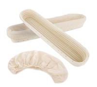 MUXHEL 2 cestas de 43.2 cm para baguette Banneton a prueba de pan con forro de lino, cesta de ratán, baguette de masa madre para hacer hermoso pan baguette