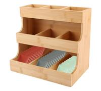 MUXHEL 26 x 17 x 24 cm Organizador de bolsas de té de bambú, caja de té de madera con 9 compartimentos de almacenamiento, soporte para bolsas de té de bambú, almacenamiento de té, organizador vertical