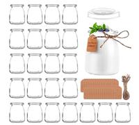 MUXHEL 30 tarros de yogur de 200 ml con tapa, pequeños frascos de cristal, mini pudín de yogur para mermelada, miel, gelatina, mousse, especias, etc