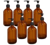 MUXHEL 8 dispensadores de jabón de 500 ml, botellas de champú de plástico para rellenar, dispensador vacío rellenable para cocina, baño, lociones, champú, color marrón