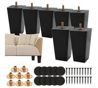 MUXHEL 8 patas de sofá de 10 cm de altura, patas de madera de repuesto para muebles de silla, patas de muebles de madera maciza, perno M8 con placa de montaje y tornillos para sofá, sillón, cómoda,