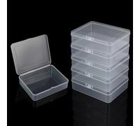 MUXHEL Caja de almacenamiento de plástico transparente con tapa, 50 unidades, 12,5 x 10,2 x 3,3 cm, pequeña caja de plástico con bisagras, recipiente de almacenamiento de plástico con cierre a presión