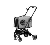 Muxi Carrito para perros y gatos 2 en 1 de lujo plegable con transportín extraíble ruedas delanteras 360° con amortiguación estructura plegable para animales pequeños y medianos (Gris)