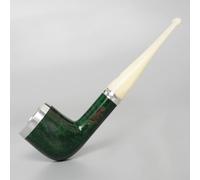 MUXIANG Briar Tobacco Pipe H10237 Champion - Anillo de aluminio de aviación liso verde con boquilla de resina para fumar AA10237