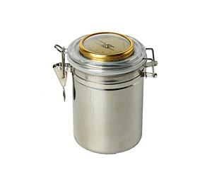 MUXIANG Humidificador de acero inoxidable para tabaco, café, frijol, té, caramelos, higrómetro integrado, humidificador redondo CG0011