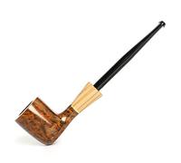 MUXIANG MA10006H1F1H - Pipa de tabaco Bruyère hecha a mano con anillo decorativo de oliva y metal