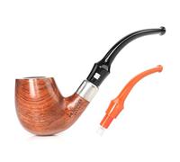 MUXIANG Pearwood AD0053-2 - Pipa de tabaco para fumar con dos tubos doblados, tallo colorido, fácil de limpiar (naranja)