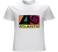 MUXIAOQI Atlantic Records Symbolic Coloful Logo Men's T Shirt Unisex Casual Graphic Tops White XL