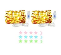 MUXIJIA 2 cadenas luminosas LED, 50 LEDs, 5M / 16.4ft, 8 modos, cadena luminosa USB, interior/exterior, impermeable, para dormitorio, patio, bodas, Navidad, manualidades, etc (blanco cálido)
