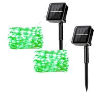 MUXIJIA 2 piezas de Guirnalda de luces LED solar para exteriores, 12M / 40Ft 100 LEDS luces de cadena impermeables Luces de cadena solar de 8 modos para decorar jardín, patio, patio, fiesta (Verde)