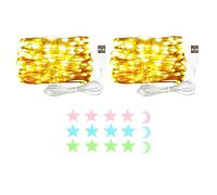 MUXIJIA 2 piezas de luces LED de cadena, 30LED 3M/9.84Ft luces de cadena USB impermeables para exterior/interior, adecuadas para dormitorio, patio, bodas, Navidad, bricolaje, etc. (blanco cálido)