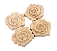 MUXSAM 4 piezas de molduras de madera talladas para esquinas, adornos para manualidades, muebles, puertas, armarios, esculturas sin pintar