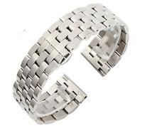 MUXUMAO Correa de Acero Inoxidable de 12 mm, 14 mm, 16 mm, 18 mm, 20 mm y 22 mm, de Metal Macizo, for Hombre y Mujer, Correas de Reloj Plateadas.(Silver_15mm)