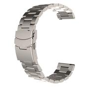 MUXUMAO Correa de reloj de acero inoxidable for hombre, gruesa y resistente, de 22 mm, con hebilla de seguridad de tres cuentas, universal, de repuesto.(Titanium)