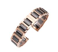 MUXUMAO Correa De Reloj De Acero Inoxidable Y Cerámica, 18 Mm, 20 Mm Y 22 Mm, Universal For Mujer Y Hombre.(Black Rose,14mm)