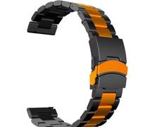 MUXUMAO Correa de reloj de aleación de aluminio y titanio de 20 mm y 22 mm con hebilla plegable universal for hombre.(Black Orange,22mm)