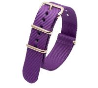 MUXUMAO Correa de reloj de nailon con hebilla de acero inoxidable y oro rosa, 18 mm, 20 mm, 22 mm y 24 mm, unisex, ajustable for hombres y mujeres.(Purple,24mm)