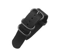 MUXUMAO Correa de reloj de nailon de 18 mm, 20 mm, 22 mm y 24 mm, correa de reloj de acero inoxidable con hebilla de anillo de lona for reloj inteligente.(Black,20mm)