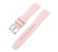 MUXUMAO Correa de reloj de silicona con extremo curvo y arco, pulsera deportiva universal for hombres y mujeres, 18 mm, 19 mm, 20 mm, 21 mm y 22 mm.(Pink,18mm)