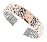 MUXUMAO Correa de reloj universal de acero inoxidable macizo con nueve cuentas, pulsera de reloj for mujer de 13 mm, 18 mm, 20 mm y 22 mm de grosor, repuesto(Silver Rose,20mm)
