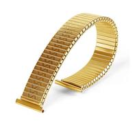 MUXUMAO Correa elástica de Acero Inoxidable de 12 mm, 14 mm, 16 mm, 18 mm y 20 mm, Banda elástica de expansión de Metal for reemplazo Universal.(Gold_16mm)