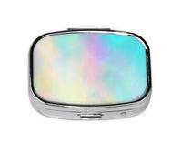 Muy hermoso holograma con textura de arco iris, pastillero meta con 2 compartimentos, organizador portátil