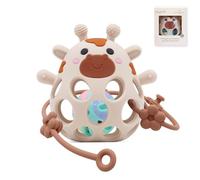 Muy Petit Jirafa Sonajero y Mordedor para bebé, Libre de BPA y tóxicos, Juegos Bebe 0-6 Meses, Sonajero Bebe 0-3 Meses, Juguete Bebé fácil de agarrar, Regalo Recien Nacido (Beige con bolita y Correa)