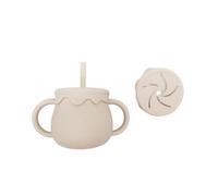 Muy Petit Vaso de Aprendizaje para Bebé 3 en 1, Vaso Antiderrame para Bebé, Silicona 100% libre de tóxicos, Vajilla de Silicona Bebe, Vasos con pajita para niños, Baby Cup (Beige)