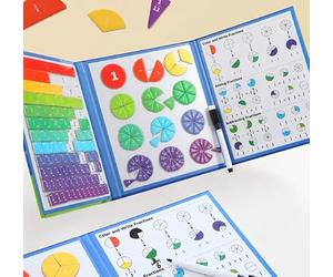 MUYA® Libro magnético de cálculo de fracturas para 5, 6, 7, 8, 9 años, juguetes educativos de matemáticas, tiras de rotura y tarjetas de actividad, para aprender fracturas, comparar fracciones, sumar